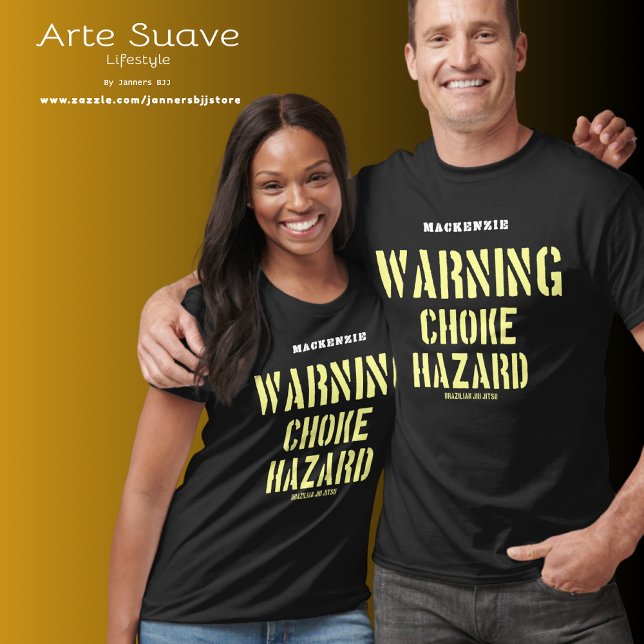 Camiseta BJJ Brasileño Jiu Jitsu Añadir el nombre Choke Haz (Choke Hazard t-shirts worn by male and female models)
