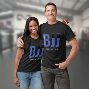 Camiseta BJJ Brasileño Jiu Jitsu Añadir nombre cinturón azu