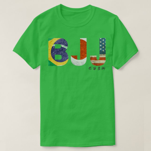 Camiseta BJJ con Brasil, Japón y la bandera estadounidense (Diseño del anverso)