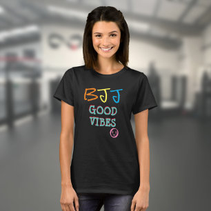 Camiseta BJJ Retro Graffiti estilo Buenas vibraciones Negro