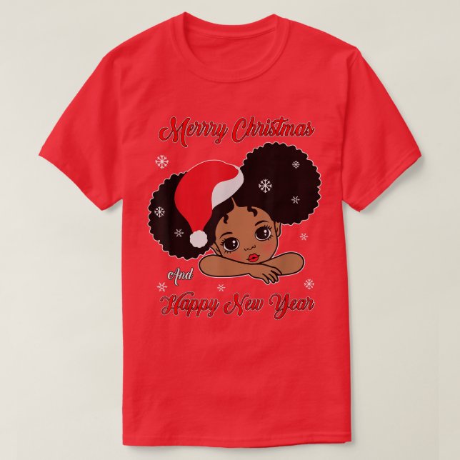 Camiseta Black African American Santa Christmas Melanin Gir (Diseño del anverso)