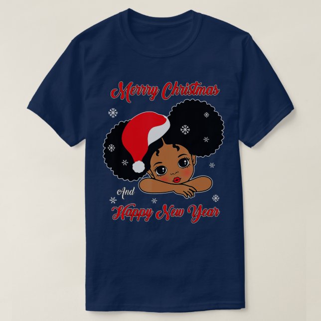 Camiseta Black African American Santa Christmas Melanin Gir (Diseño del anverso)