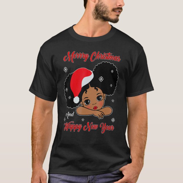Camiseta Black African American Santa Christmas Melanin Gir (Anverso)