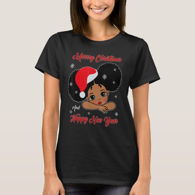 Camiseta Black African American Santa Christmas Melanin Gir (Anverso)