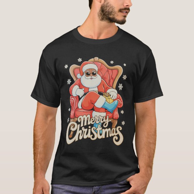 Camiseta Black African American Santa Christmas Xmas (Anverso)