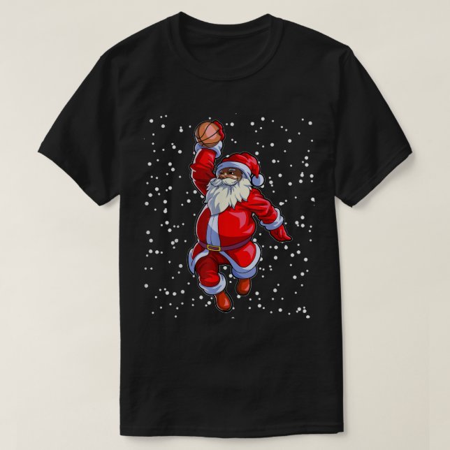 Camiseta Black African American Santa Claus Basketball Afro (Diseño del anverso)