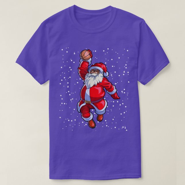 Camiseta Black African American Santa Claus Basketball Afro (Diseño del anverso)