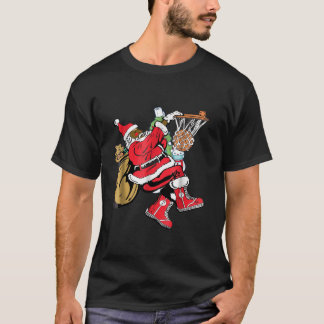 Camiseta Black African American Santa Claus Básquetbol Chri