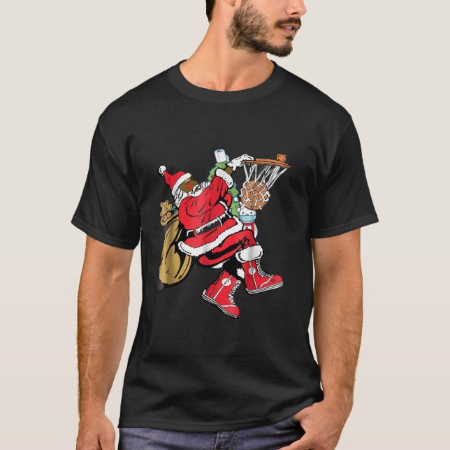Camiseta Black African American Santa Claus Básquetbol Chri (Anverso)