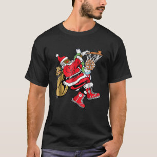 Camiseta Black African American Santa Claus Básquetbol Chri