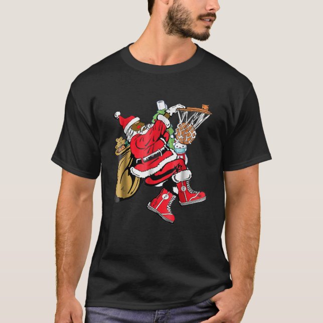 Camiseta Black African American Santa Claus Básquetbol Chri (Anverso)