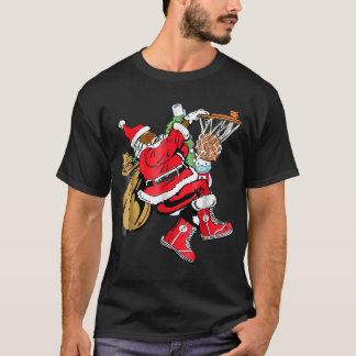 Camiseta Black African American Santa Claus Básquetbol Chri