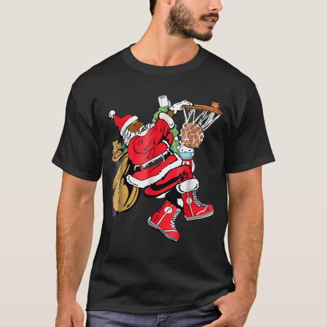 Camiseta Black African American Santa Claus Básquetbol Chri (Anverso)