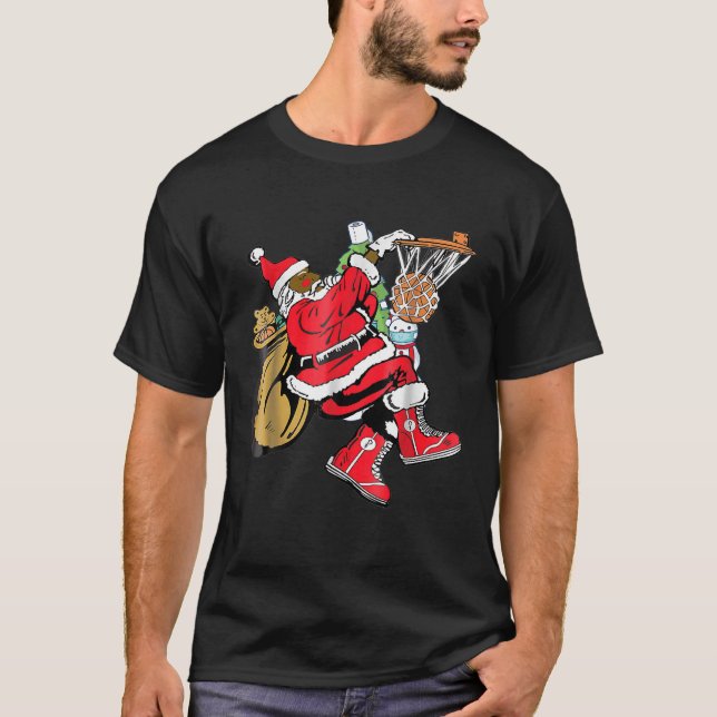 Camiseta Black African American Santa Claus Básquetbol Chri (Anverso)