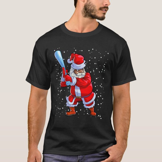 Camiseta Black African American Santa Claus Béisbol Afro C (Anverso)