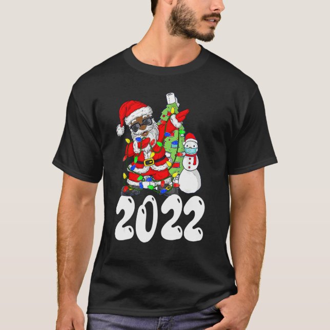 Camiseta Black African American Santa Claus Christmas pajam (Anverso)