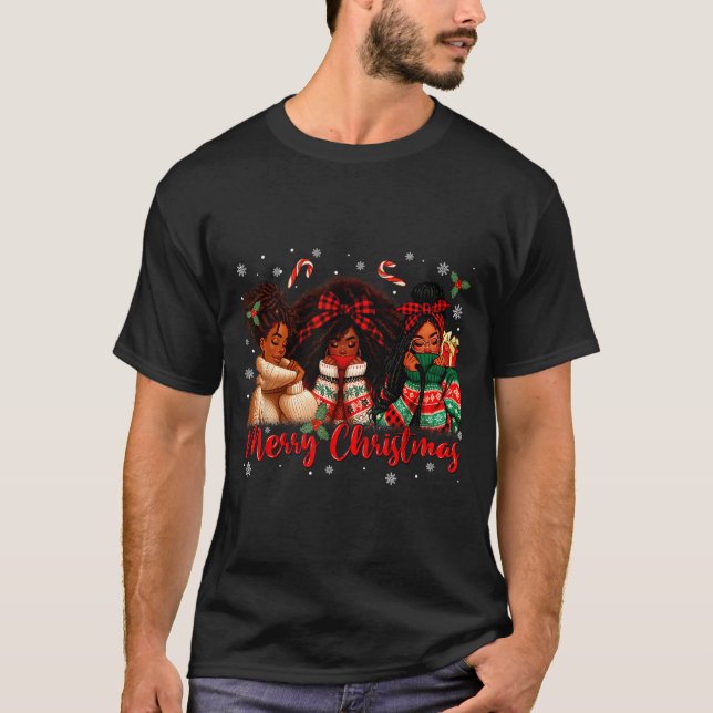 Camiseta Black African Girl American Melanin Christmas Sant (Anverso)