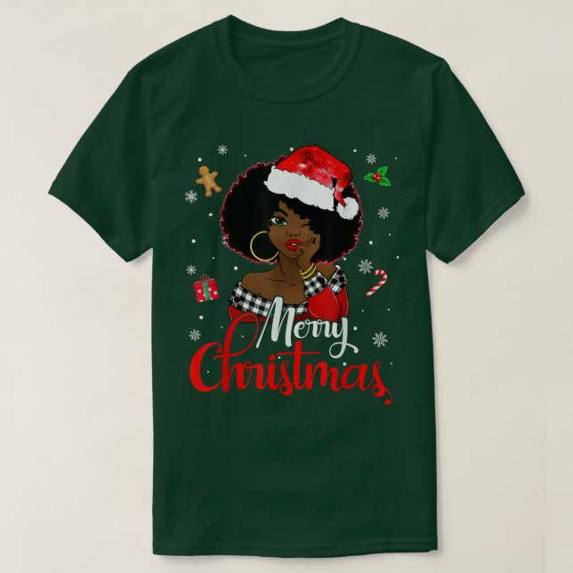 Camiseta Black African Girl American Melanin Christmas Sant (Diseño del anverso)