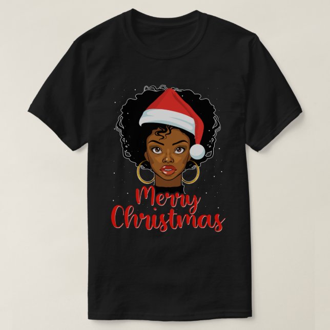Camiseta Black African Girl American Melanin Christmas Sant (Diseño del anverso)