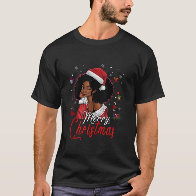 Camiseta Black African Santa Hat African American Merry Che (Anverso)