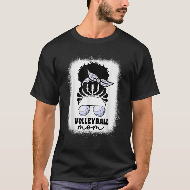 Camiseta Black Afro Volleyball Mom For Women Messy Bun Voll (Anverso)