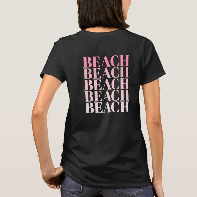 Camiseta Black and Pink Beach Vibes Slogan  (Reverso)