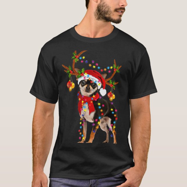 Camiseta Black And Tan Chihuahua Gorgeous Reindeer Christma (Anverso)
