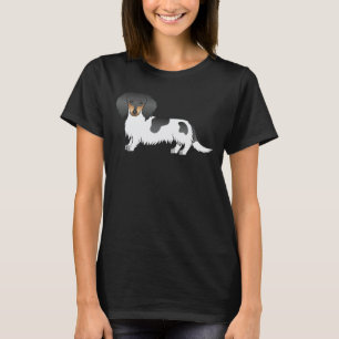 Camiseta Black And Tan Piebald Long Hair Dachshund Dog