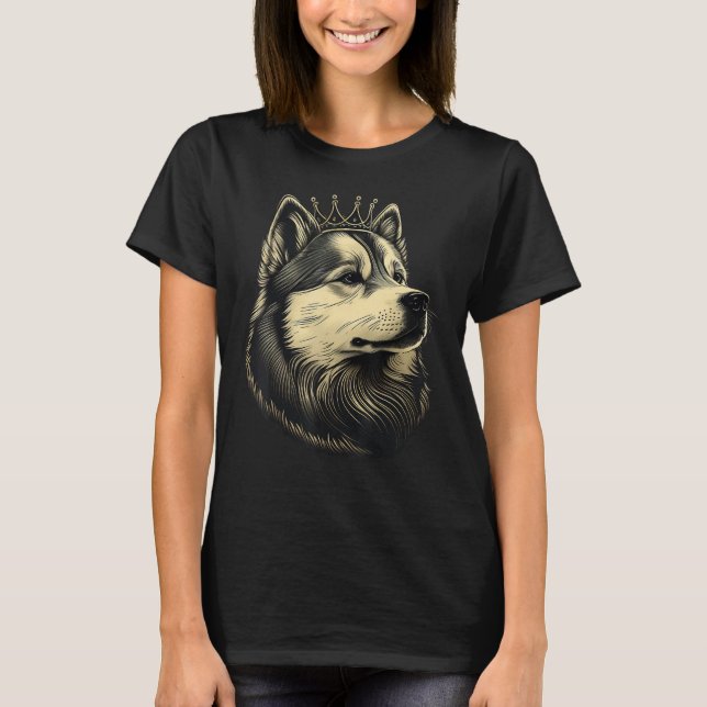 Camiseta Black and White Alaskan Malamute Dog Crown Alaskan (Anverso)