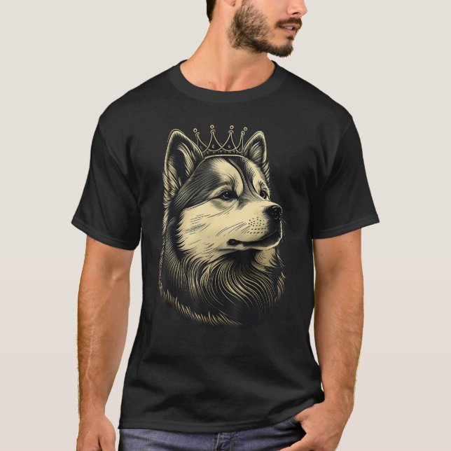 Camiseta Black and White Alaskan Malamute Dog Crown Alaskan (Anverso)