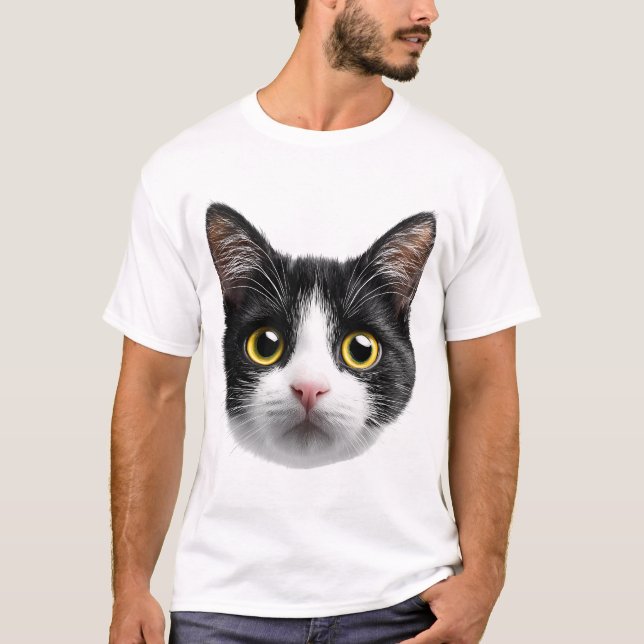 Camiseta Black and White Cat Face (Anverso)