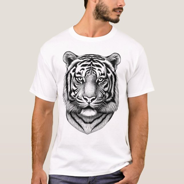 Camiseta Black and White Fierce Tiger Black Men's Shirt (Anverso)