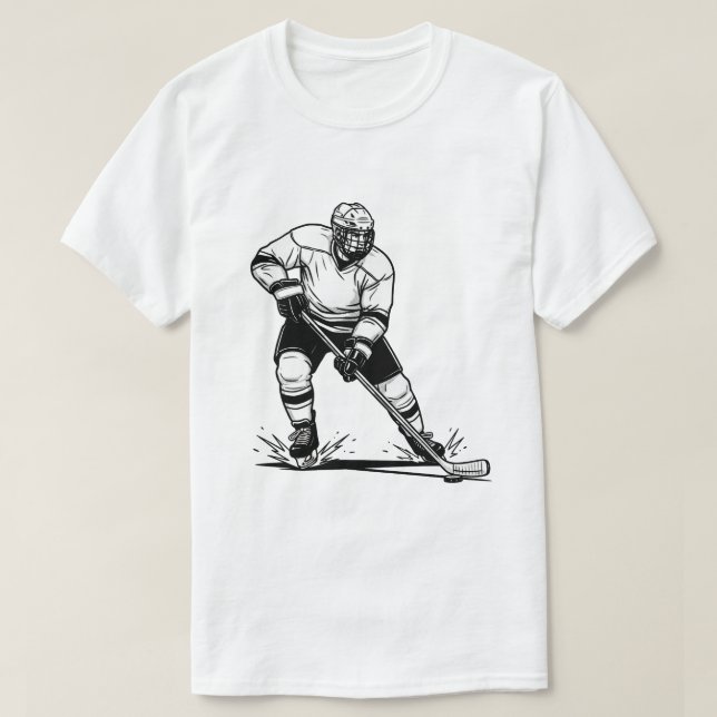 Camiseta Black and White Ice Hockey Player (Diseño del anverso)