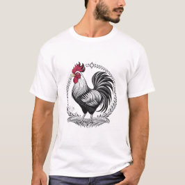 Camiseta Black and white rooster
