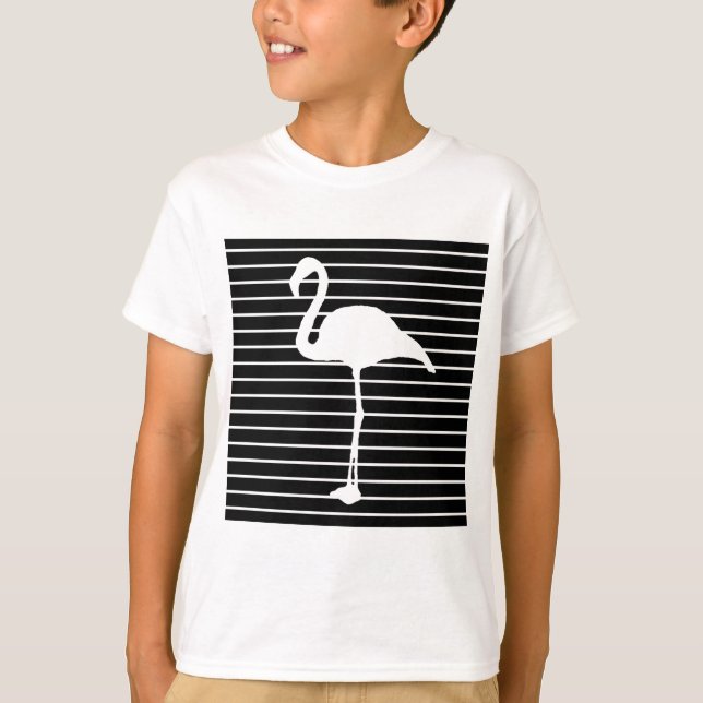 Camiseta Black and White Striped Flamingo (Anverso)
