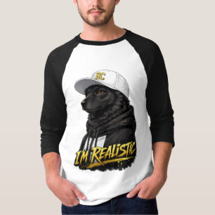 Camiseta Black Anime Dog Streetwear Art I'm Realistic