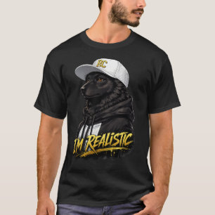 Camiseta Black Anime Dog Streetwear Art I'm Realistic