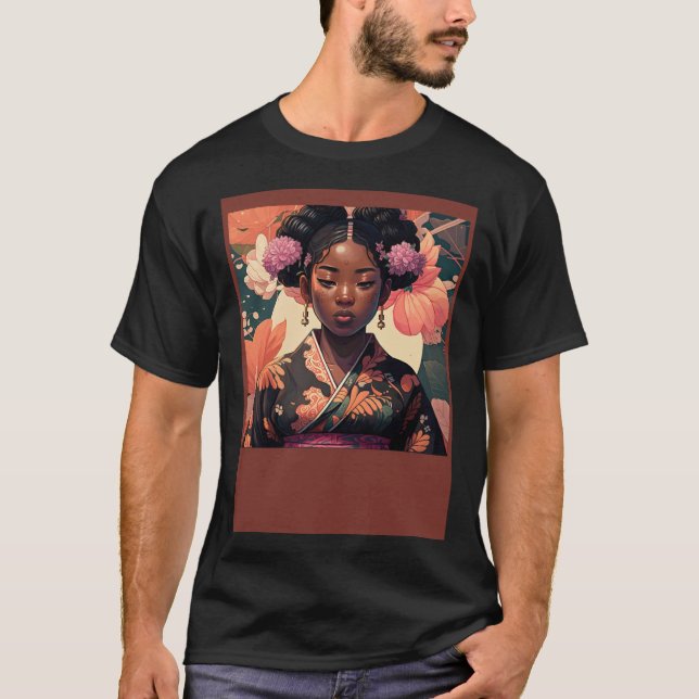 Camiseta Black Asian woman wearing a kimono Afro Asian (Anverso)