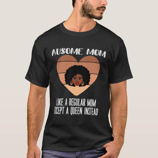 Camiseta Black Autism Mom Ausome Mom Autistic Queen Strong  (Anverso)