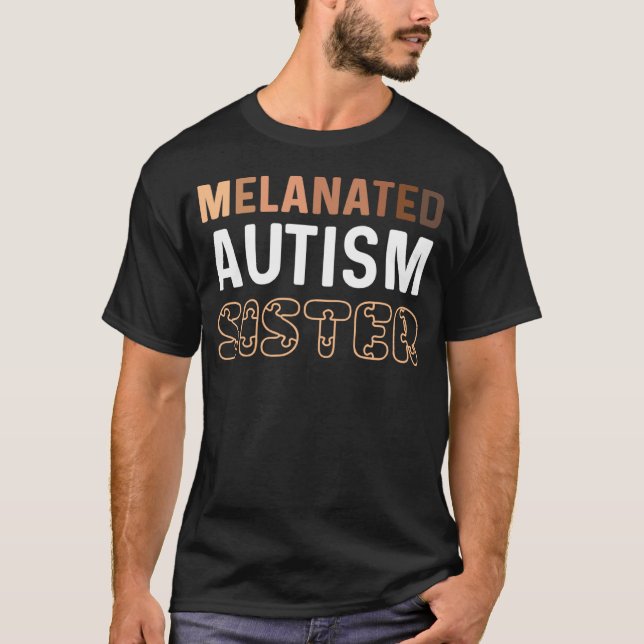 Camiseta Black Autism Sister My Brother Has Autism Proud Pu (Anverso)