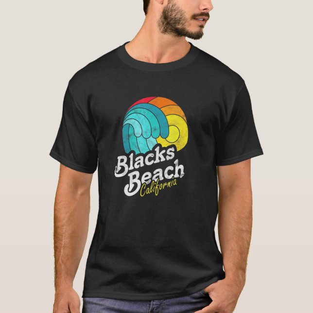 Camiseta Black Beach San Diego California Surfer Wave Sunse (Anverso)