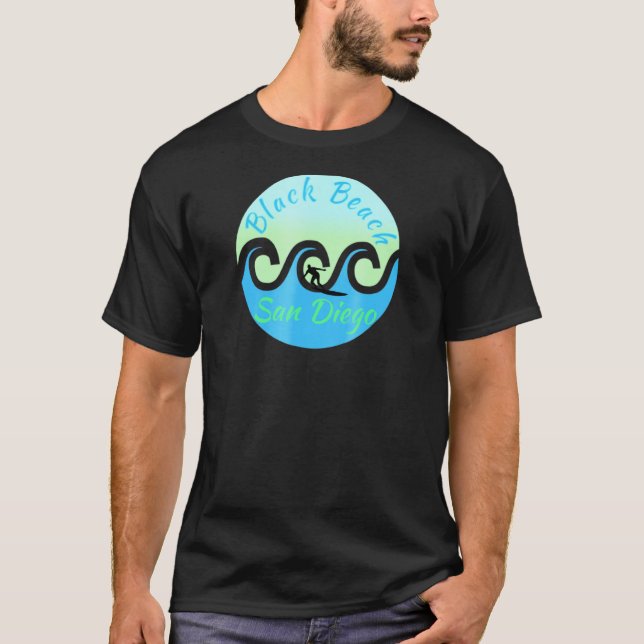 Camiseta Black Beach Surfing Surfing Surfing San Diego (Anverso)