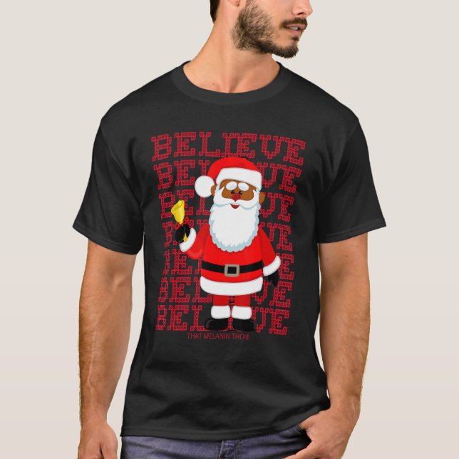 Camiseta Black Believe Santa Claus Christmas African Americ (Anverso)