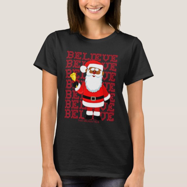 Camiseta Black Believe Santa Claus Christmas African Americ (Anverso)