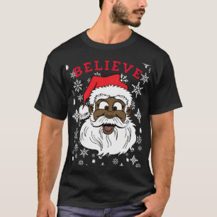 Camiseta Black Believe Santa Fun Silly Santa African Americ
