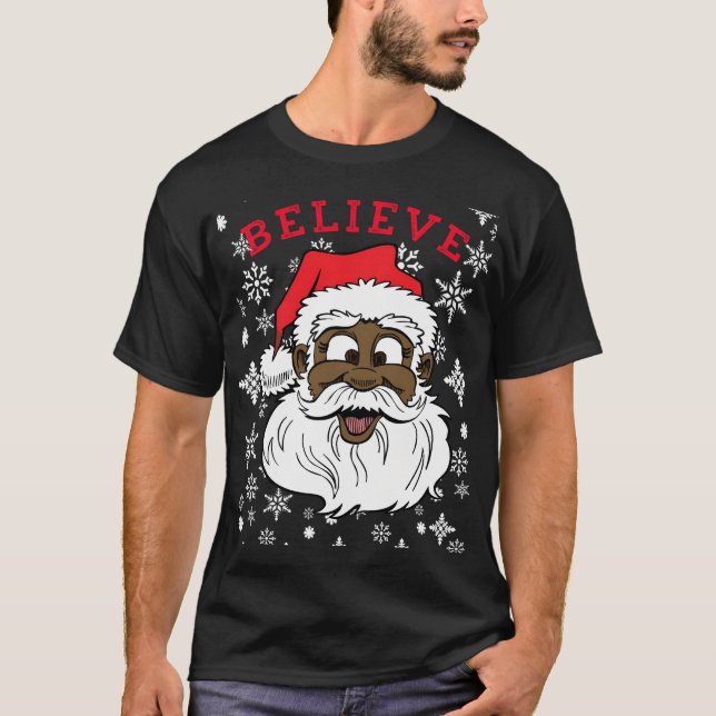 Camiseta Black Believe Santa Fun Silly Santa African Americ (Anverso)