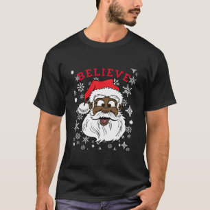 Camiseta Black Believe Santa Fun Silly Santa African Americ
