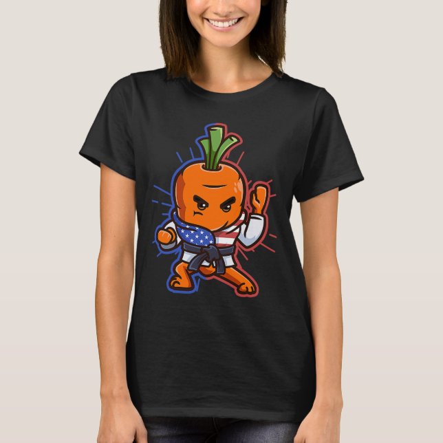 Camiseta Black Belt Karate Carrot Red Blue Stripes American (Anverso)