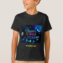 Camiseta Black & Blue Midnight Sparkle Neon Glow New Year 