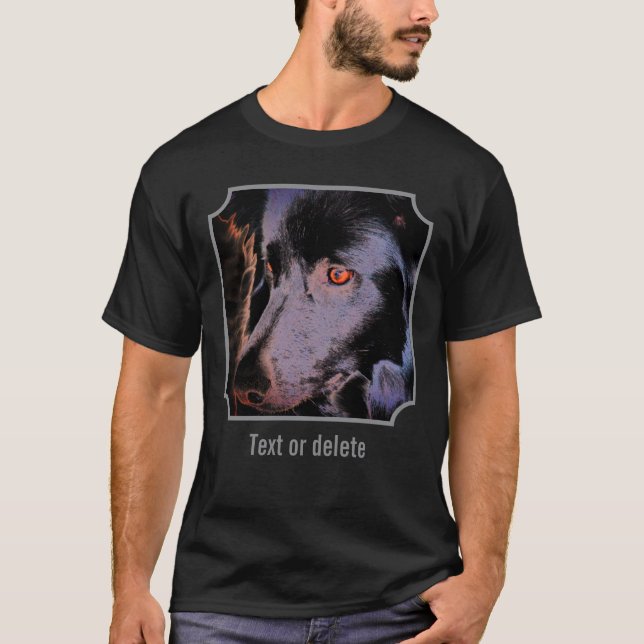 Camiseta Black Border Collie Dog Face Abstract Art (Anverso)